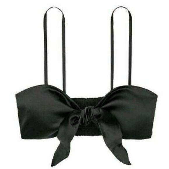 Victoria's Secret Black Satin Tie Front Bralette Sz.XL - Picture 4 of 12